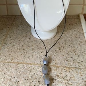 BARSE Gray agate beaded necklace leather cord